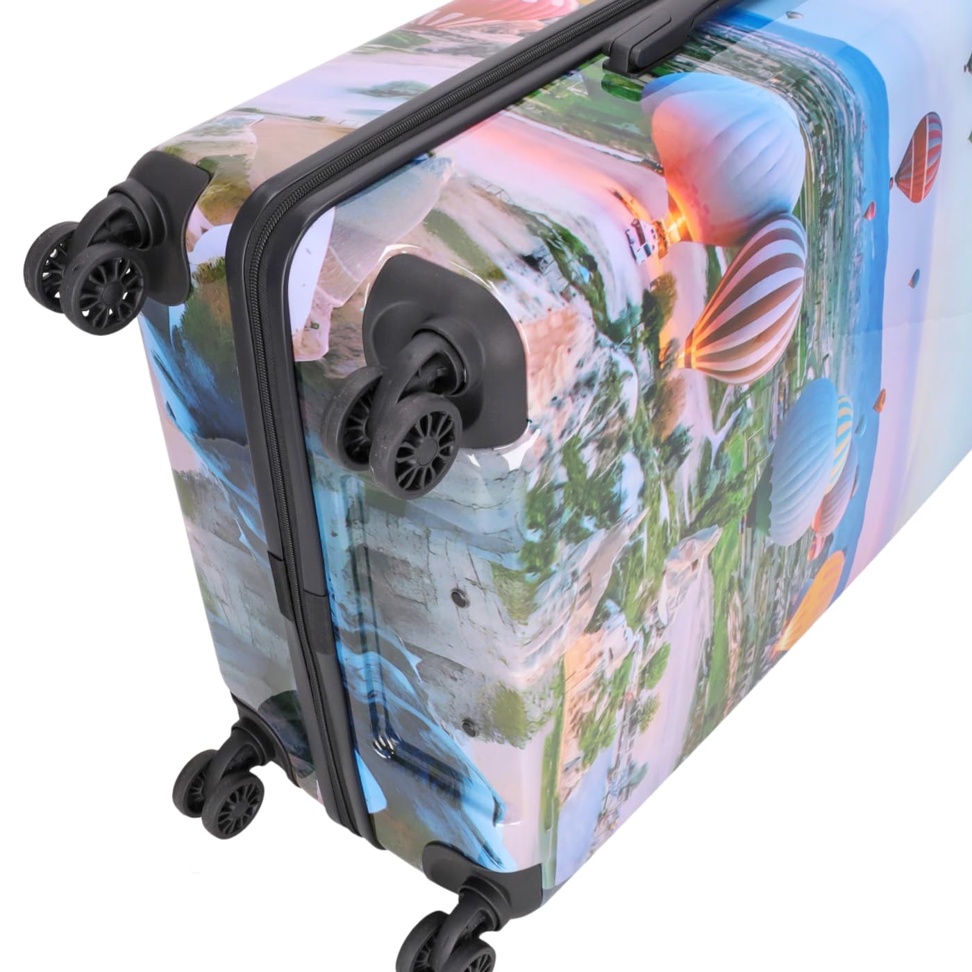 Reisetrolley STONEWOOD 4W | Koffer mit Vier Rollen | stabile ABS Hartschale und TSA Zahlenschloss | Trolley mit Reißverschluss | mit modernem Foto Motiv (Ballon, L - großer Koffer)