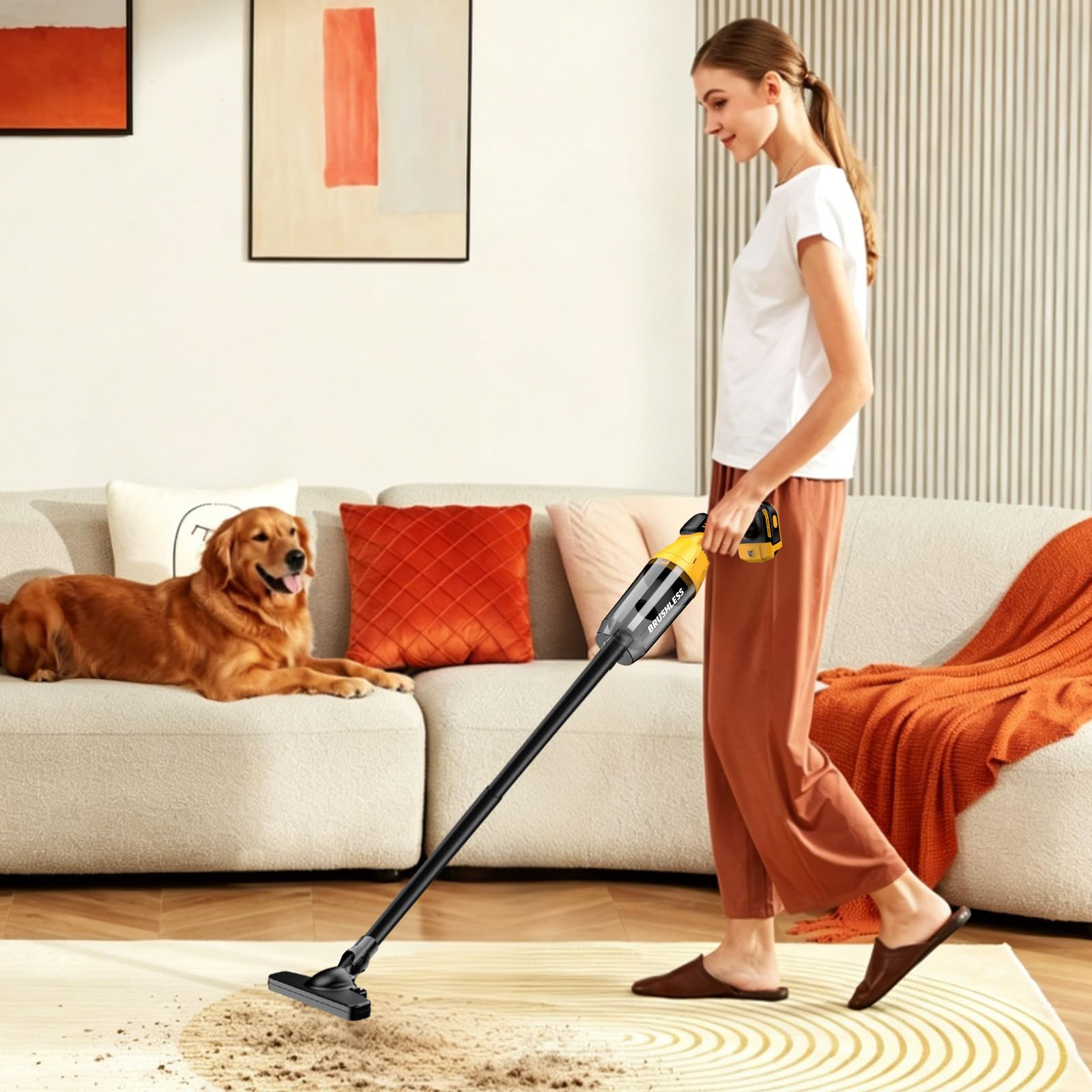 Aspiradora a batería compatible con Dewalt 18 V 20 V, 22000 Pa, aspiradora de mano portátil con 4 boquillas y depósito de polvo de 600 ml, aspiradora multifunción con batería para suelos, alfombras