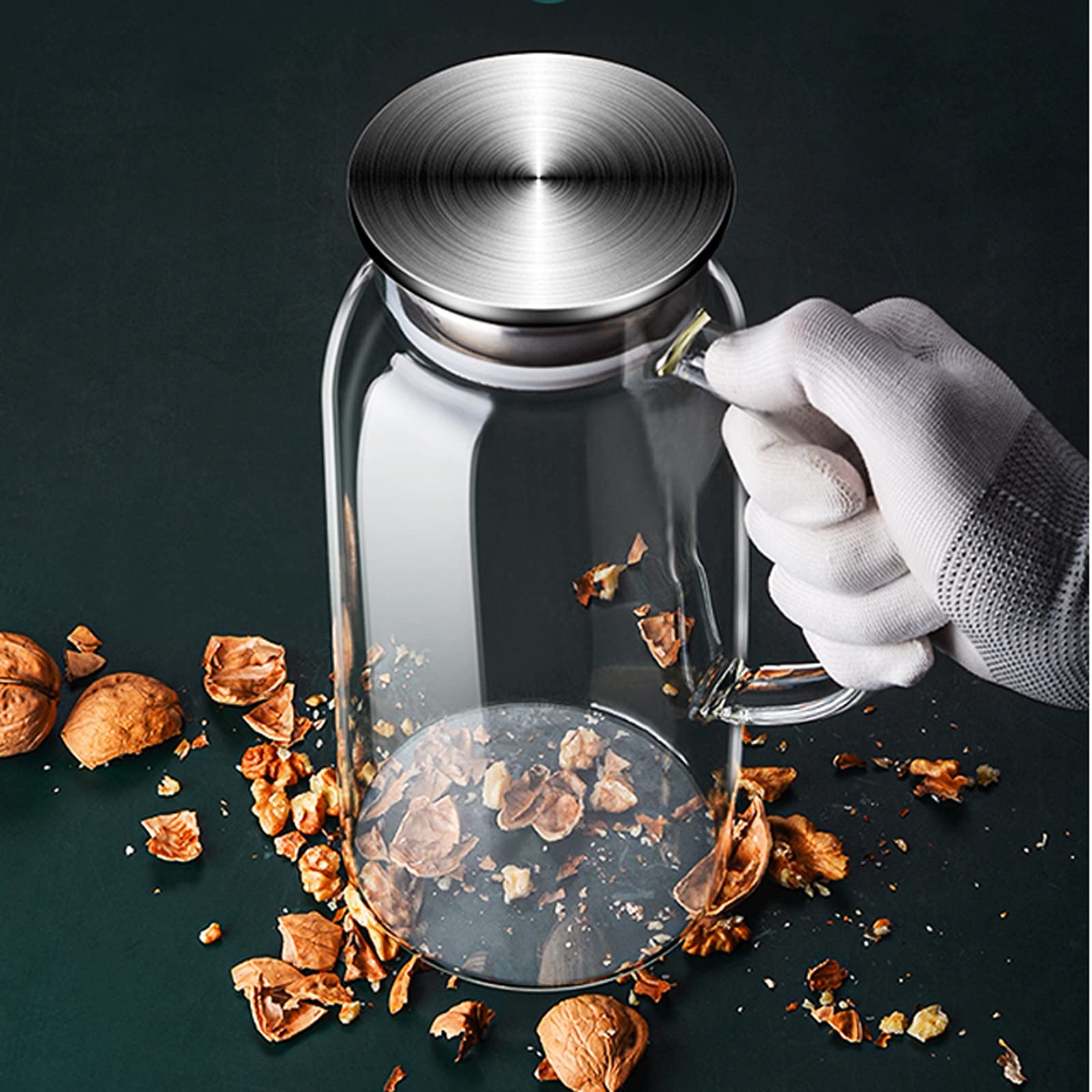 Jarra de Vidrio de Borosilicato, Jarra de Té Helado de Acero Inoxidable, Limpia Fácil para Jugo, Leche, Frío o Calor