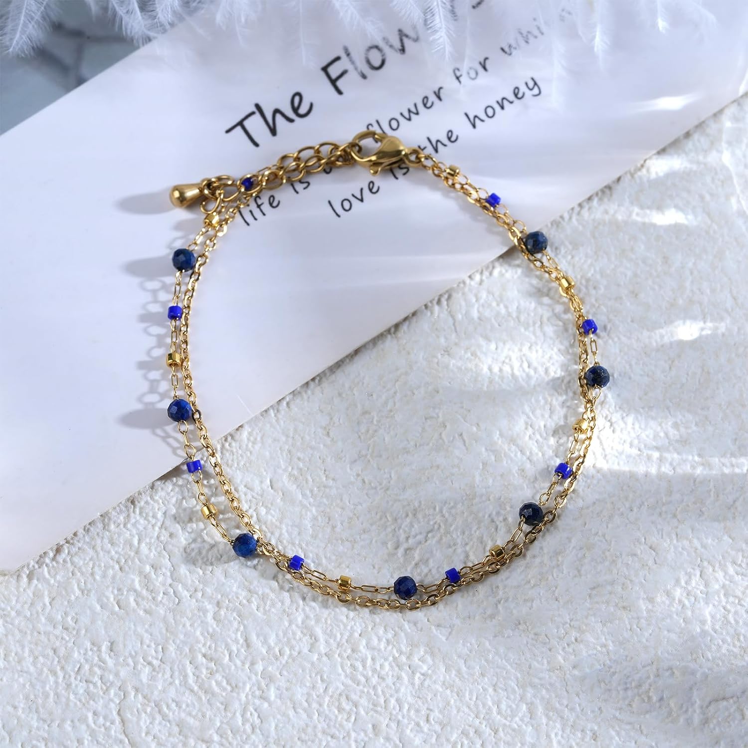 Turquoise Beads Bracelet for Women Dainty Stackable Green Bracelet Turquoise Jewelry Mother's Day Gift for Mother - Image 2