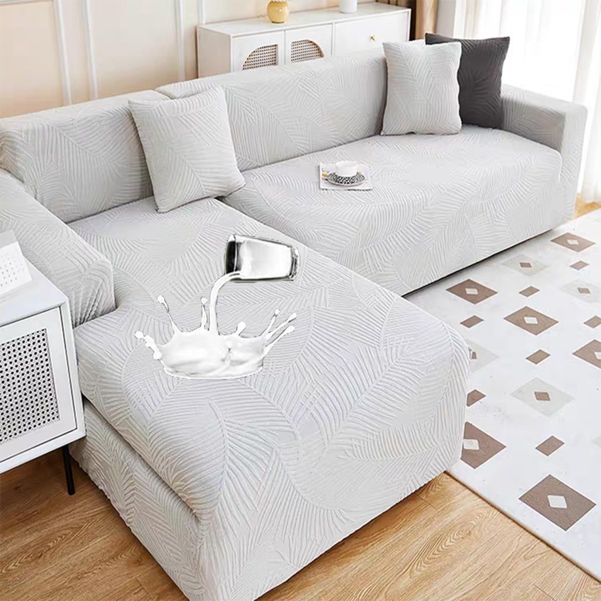 Funda para sofá impermeable de 1 a 4 plazas elástica y lavable color gris claro 1
