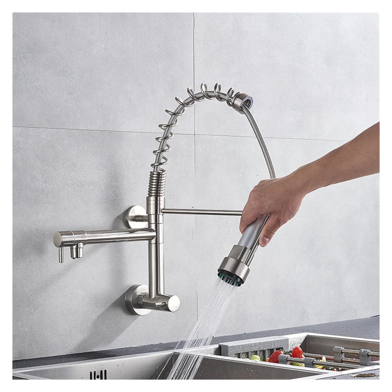 Robinet d'évier de cuisine eau froide simple avec douchette extractible et ressort