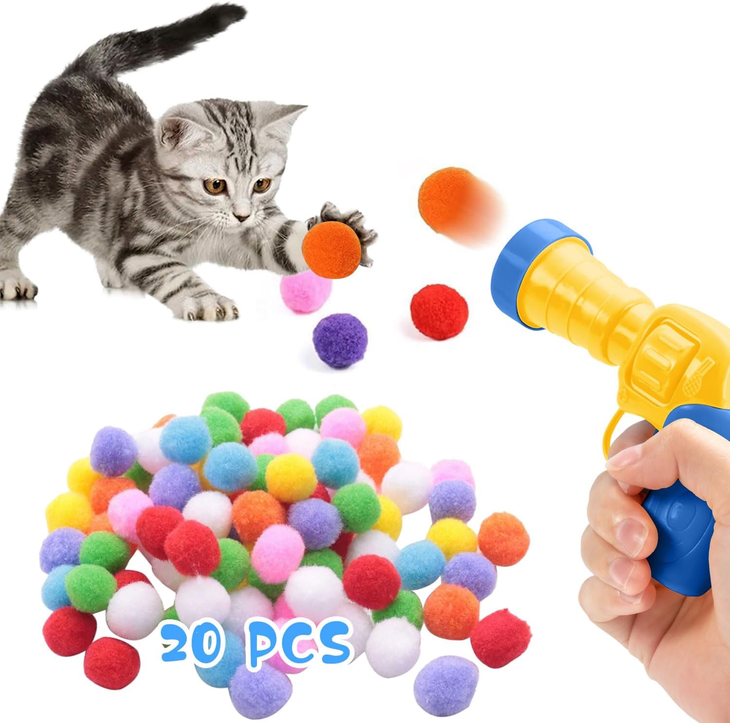 Cat Ball Toy Launcher Set, Cat Toys for Indoor Cats, Interactive Cat