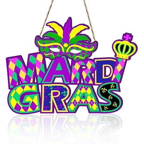 Mardi Gras Party Decorations Hanging Sign for a Festive Celebration