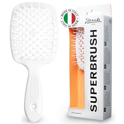 Janeke - Cepillo desenredante original patentado Superbrush cepillo antiestático, fácil para uso húmedo o seco, flexible con cerdas de nailon, ideal