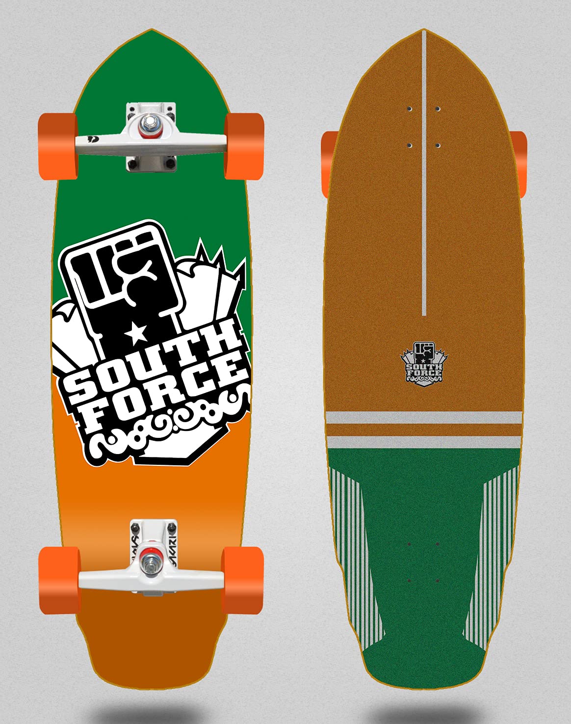 South force surfskate Sakari Complete with SGI Surf Skate Trucks Logo Irish 32