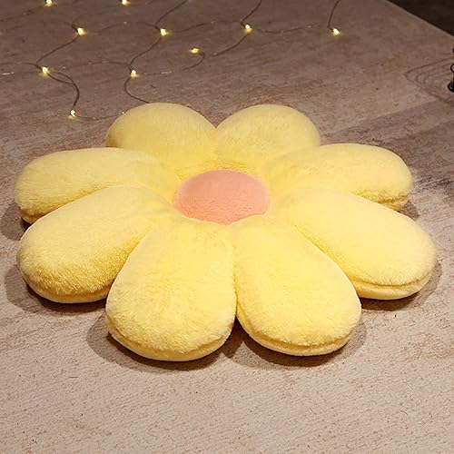 Miniatura 2 de HANDKEI Bonita almohada de felpa con forma de margarita, cojín de suelo de tatami en forma de margarita para sofá de niños, sofá cama, sala de estar