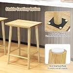 COSTWAY Set of 2 Bar Stools, 25.5” Counter Height Stool with Footrest & Solid Wood Frame, Breakfast Stool, Kitchen Island Stool for Dining Room & Cafe, Natural