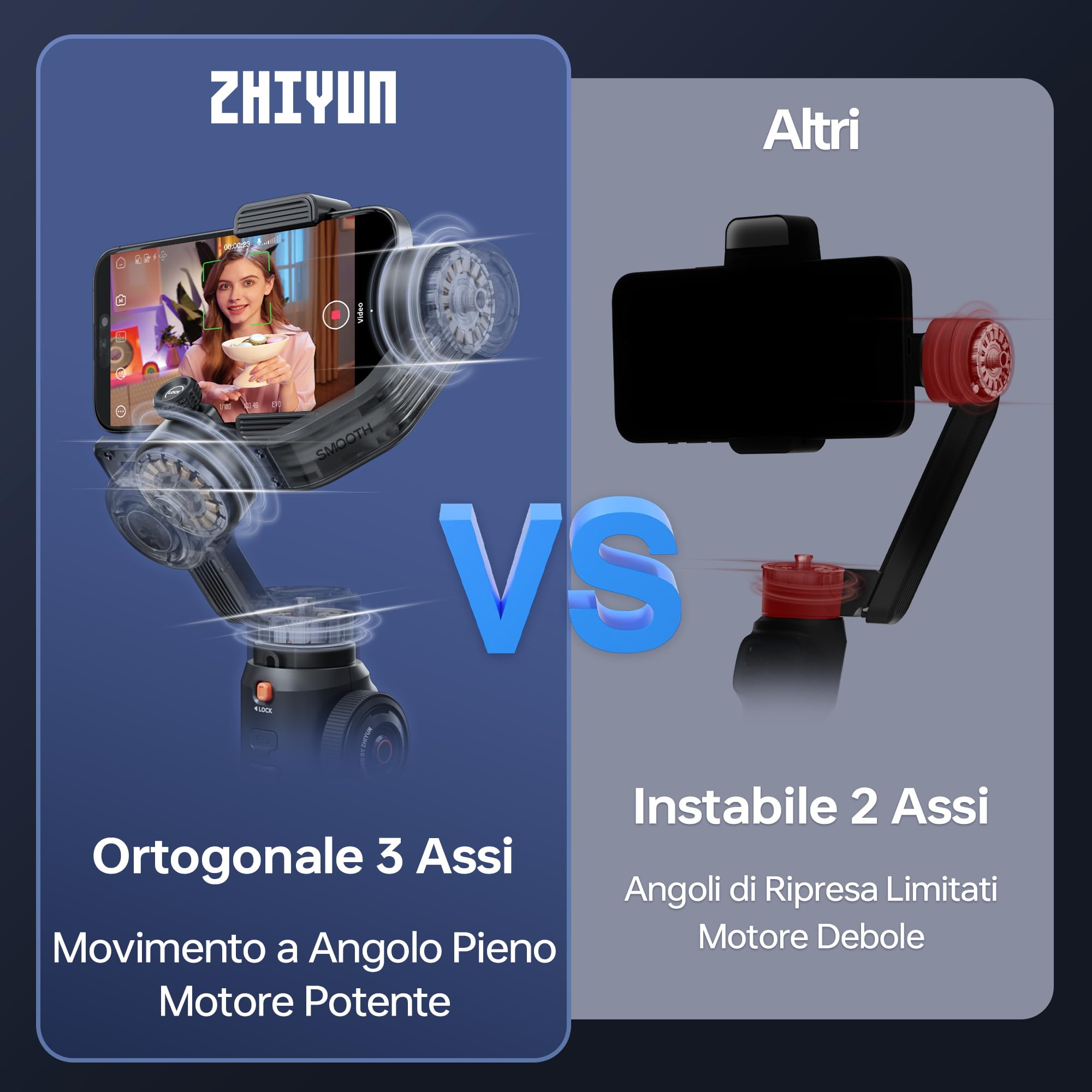 ZHIYUN Smooth-5S AI Combo[Ufficiale] Stabilizzatore Smartphone, Handy Gimbal a 3 assi con Treppiede, AI Tracker, Stabilizzatore Telefono Cellulare per Vlog, Youtube, TikTok
