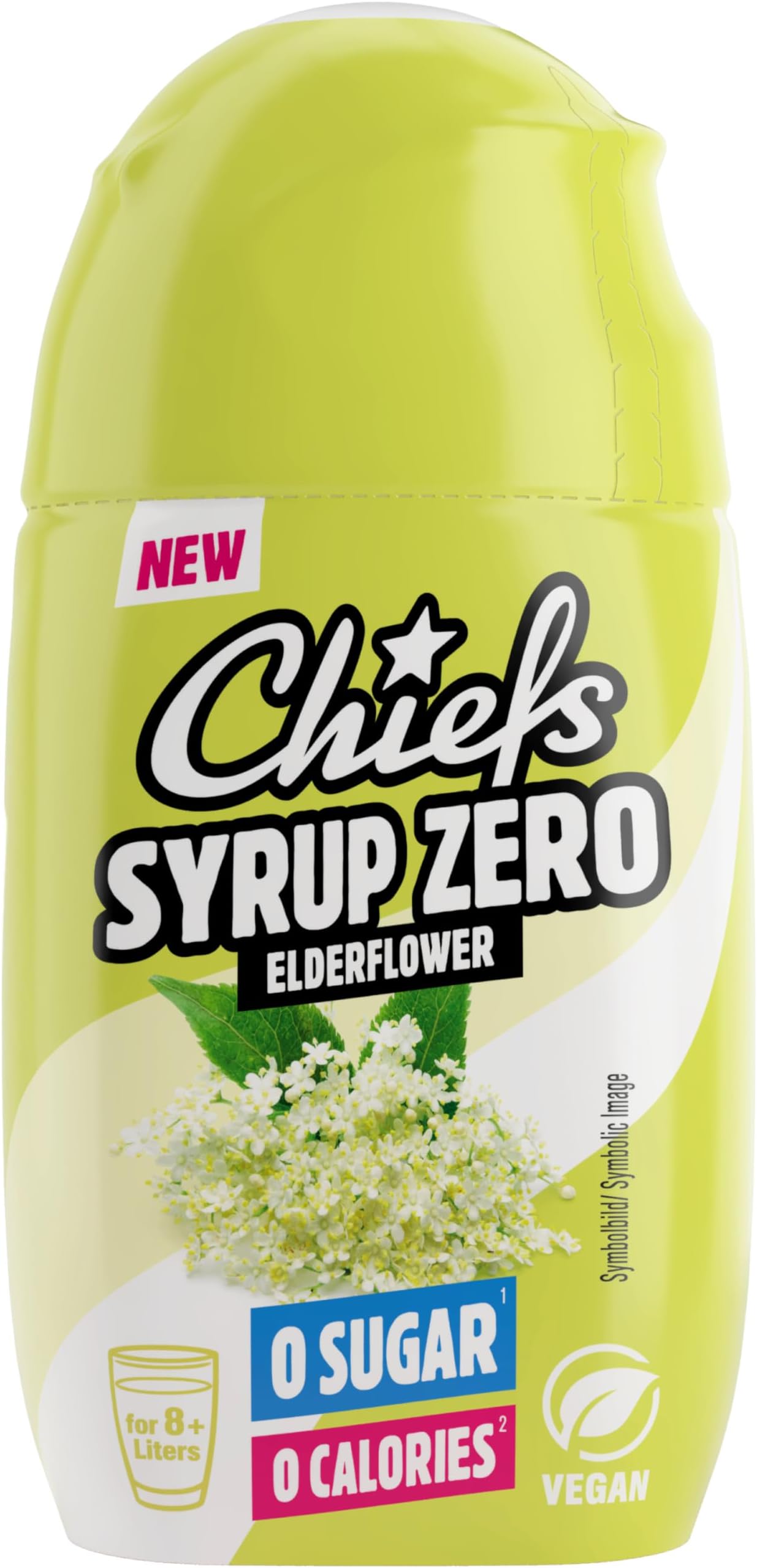 – Syrup, Zero Calorie Syrup with Real Fruit Extracts, Elderflower, 65ml - More than 8l Softdrink - Zero Added Sugars
