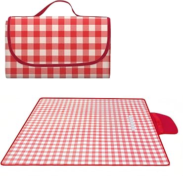 80" x 120" Sandproof Waterproof Picnic Blanket, Beach Mat for Outdoor Camping Hiking Park, Portable with Tote Bag, Non-Stick Sand & Grass, Foldable for Indoor Outdoor Use Red