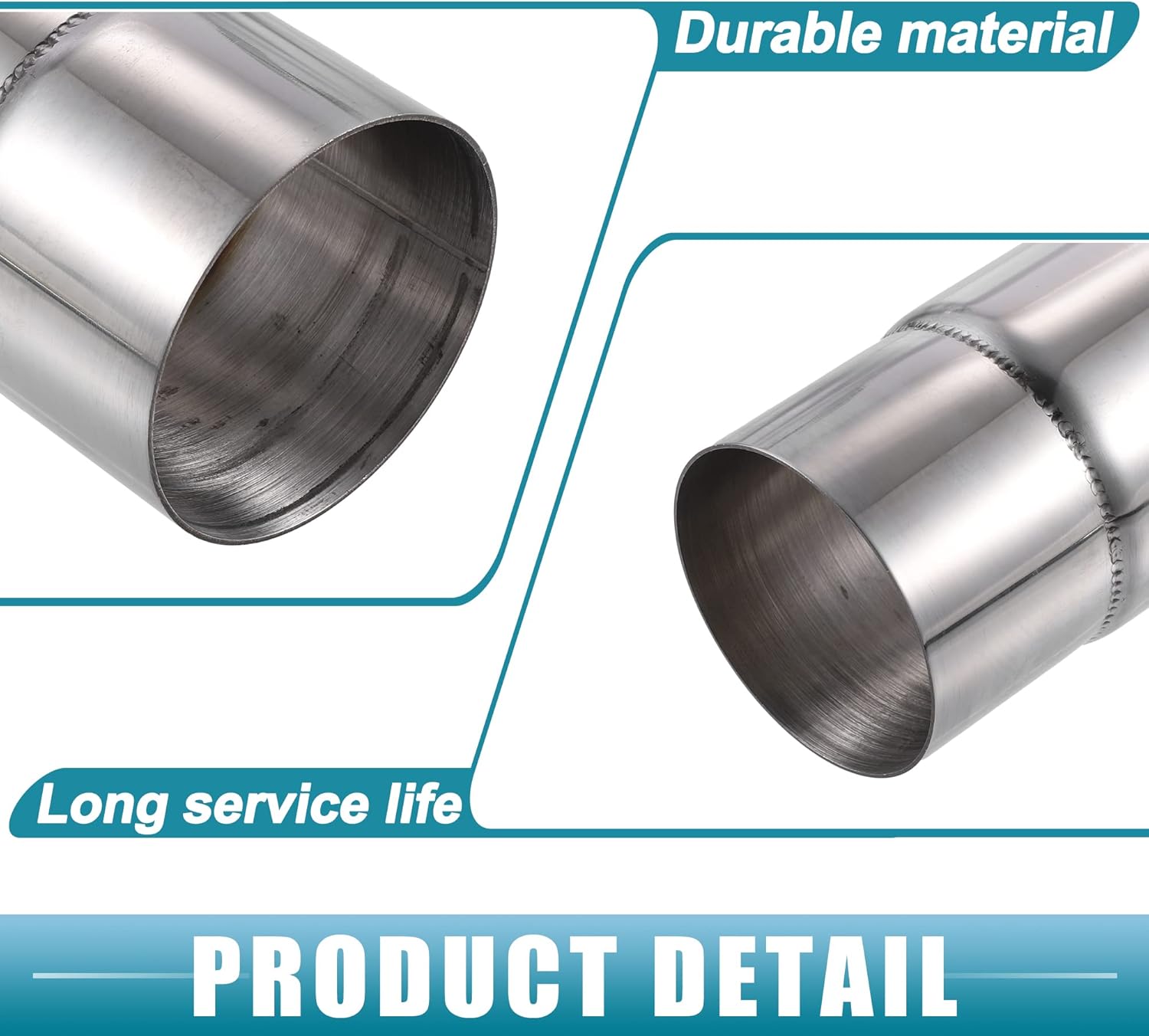 Car Exhaust Pipe Adapter Reducer Connector 2.75" ID to 3" OD Exhaust Expander Universal Stainless Steel Silver Tone (Set of 2)