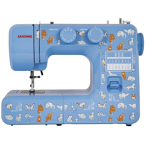 Janome Cat Fancy Easy-to-Use Sewing Machine with Interior Metal Frame, Bobbin Diagram, Tutorial Videos, Made with Beginners in Mind!, Multi-Color