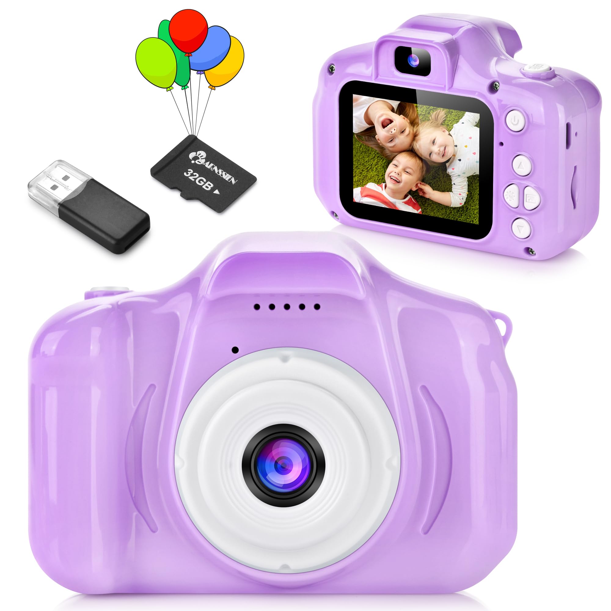 Macchina Fotografica Bambini, ARNSSIEN Fotocamera Bambini, Macchina Fotografica 1080P HD, Giochi Regalo Bambina e Bambini 3 4 5 6 7 8 9 anni, per Compleanni& Natale.10 Giochi Puzzle e Scheda da 32GB.