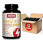 Jarrow Formulas Extra Strength Methyl B-12, Dietary Supplement for Cellular Energy Production, 100 Lemon-Flavored Chewable Tablets, Up to a 100 Day Supply, Pack of 12