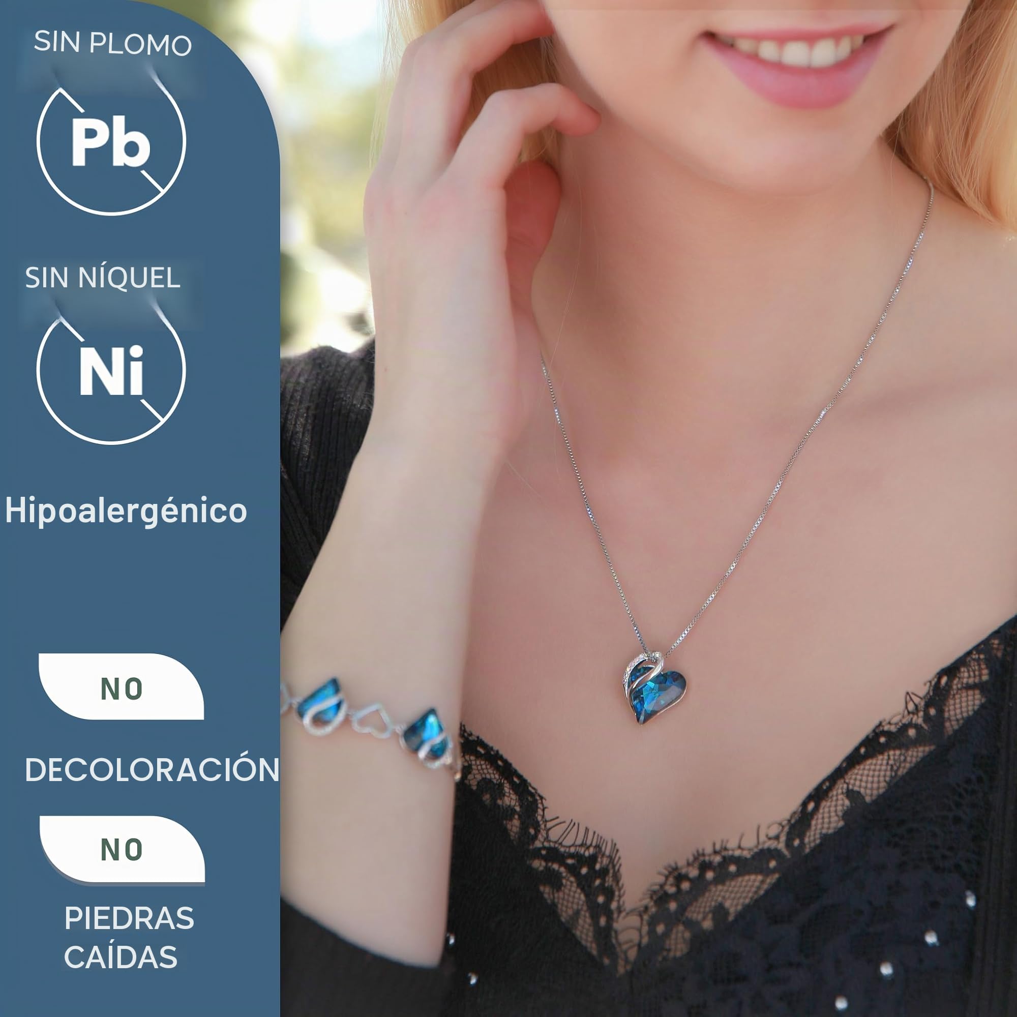 Leafael Collar de Mujer con Birthstone de Cristal | Collar Hipoalergénico con Caja de Regalo Incluida