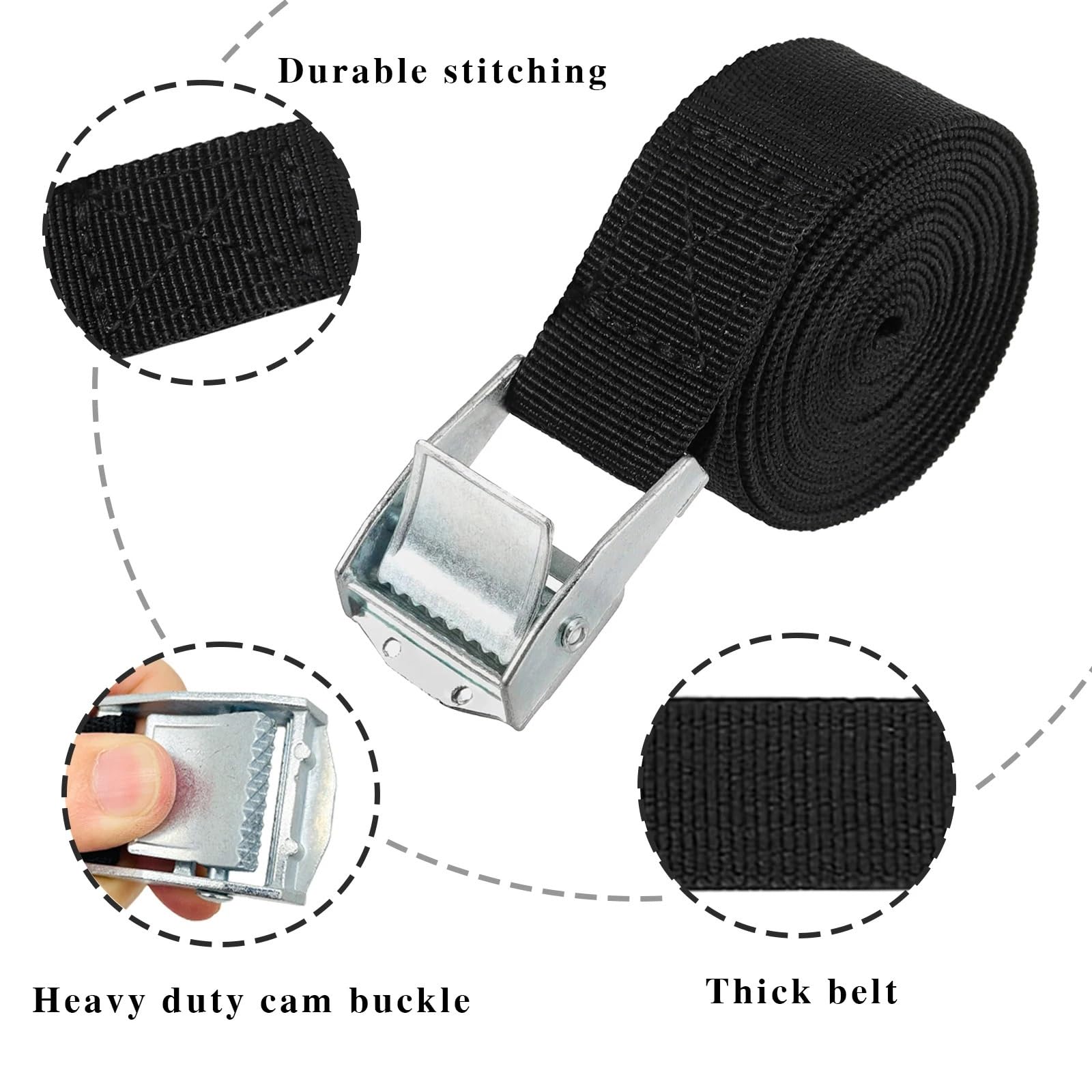 Cinghia Con Fibbia 10 pz Nero 2 m * 26mm Legare La Cinghia A Cricchetto Cintura Bagagli Borsa di Ancoraggio del Carico Con Fibbia In Metallo in lega zinco