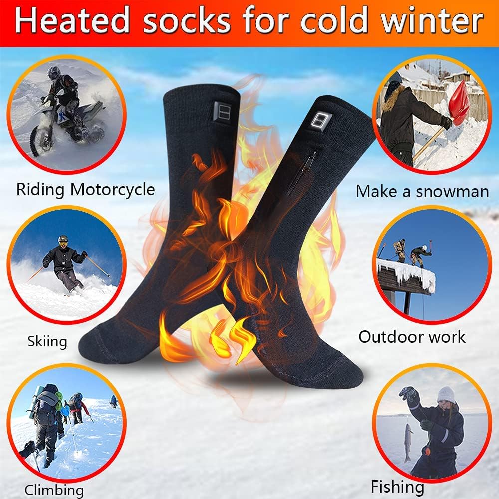 Rechargeable Battery Heated Socks Thermal Foot Warmer for Winter Electric Heated Hosiery for Men and Women - Image 3