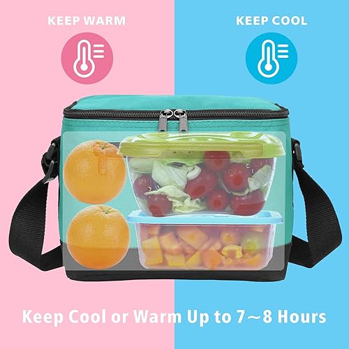 Miniatura 4 de MISSMOON - Bolsa térmica pequeña de 6 latas con aislamiento bolsa de almuerzo para adultos mujeres hombres color verde azulado