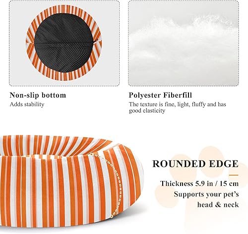 Miniatura 5 de KLL Oringe White Donut Cuddler Pet Cat Beds fluffier Cat Pillow Bed for Medium Size Pets Sleeping cama elevada para Perros Grandes