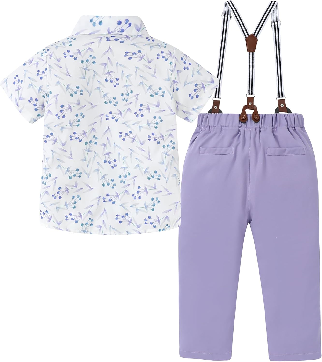 DISAUR Boys Suits 3 Pieces Formal Dress Shirt with Bowtie+Suspender Pants Boy Gentleman Outfits Set 4-8 Years - Image 2