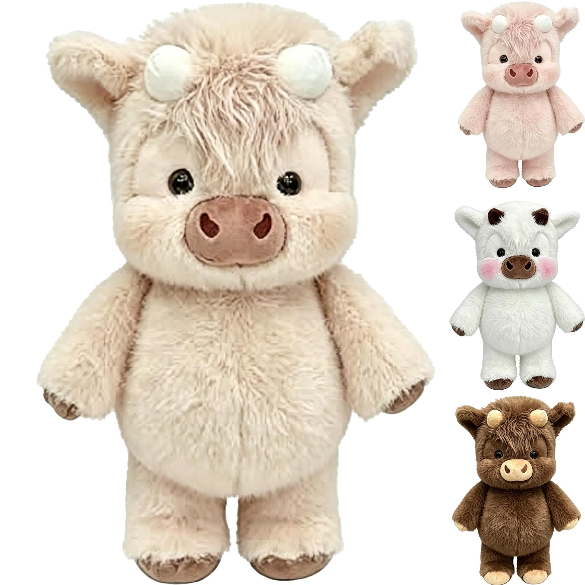 Highland Cow Soft Plush Toy, Running Calf Soft Toy Highland Cow Squishy Running Plushies, For Men Women Teens (Light Brown)