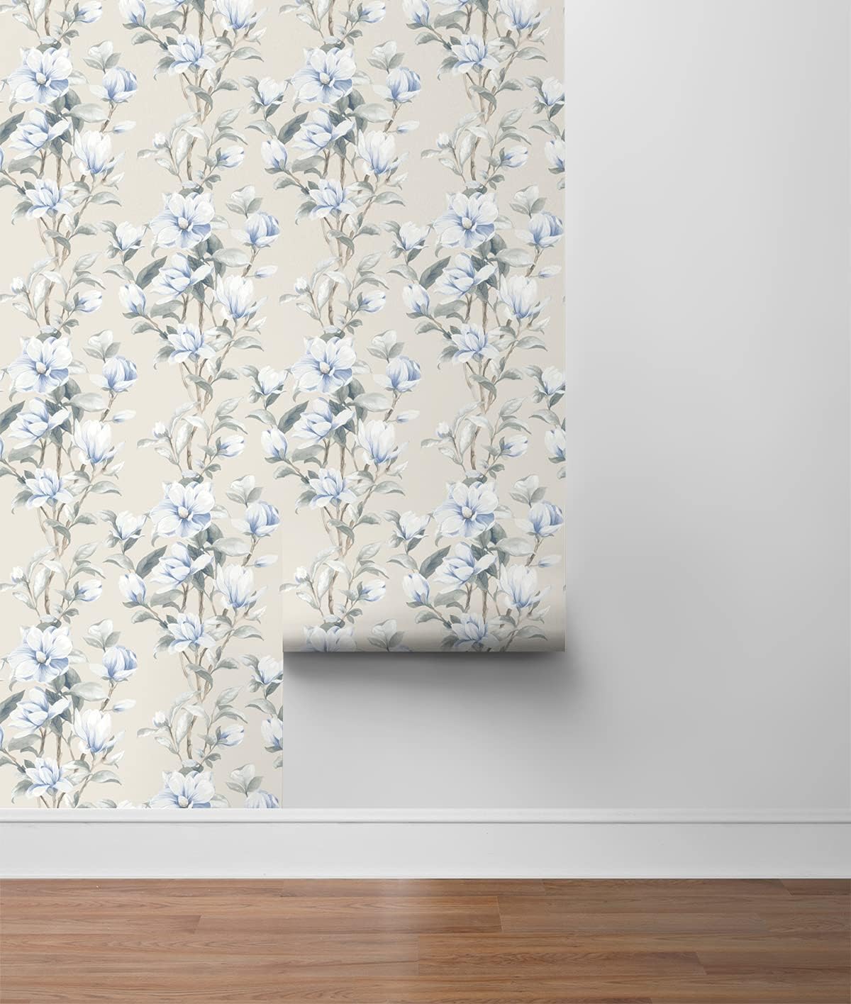 NextWall Magnolia Trail Floral Peel and Stick Wallpaper (Linen & French Blue)
