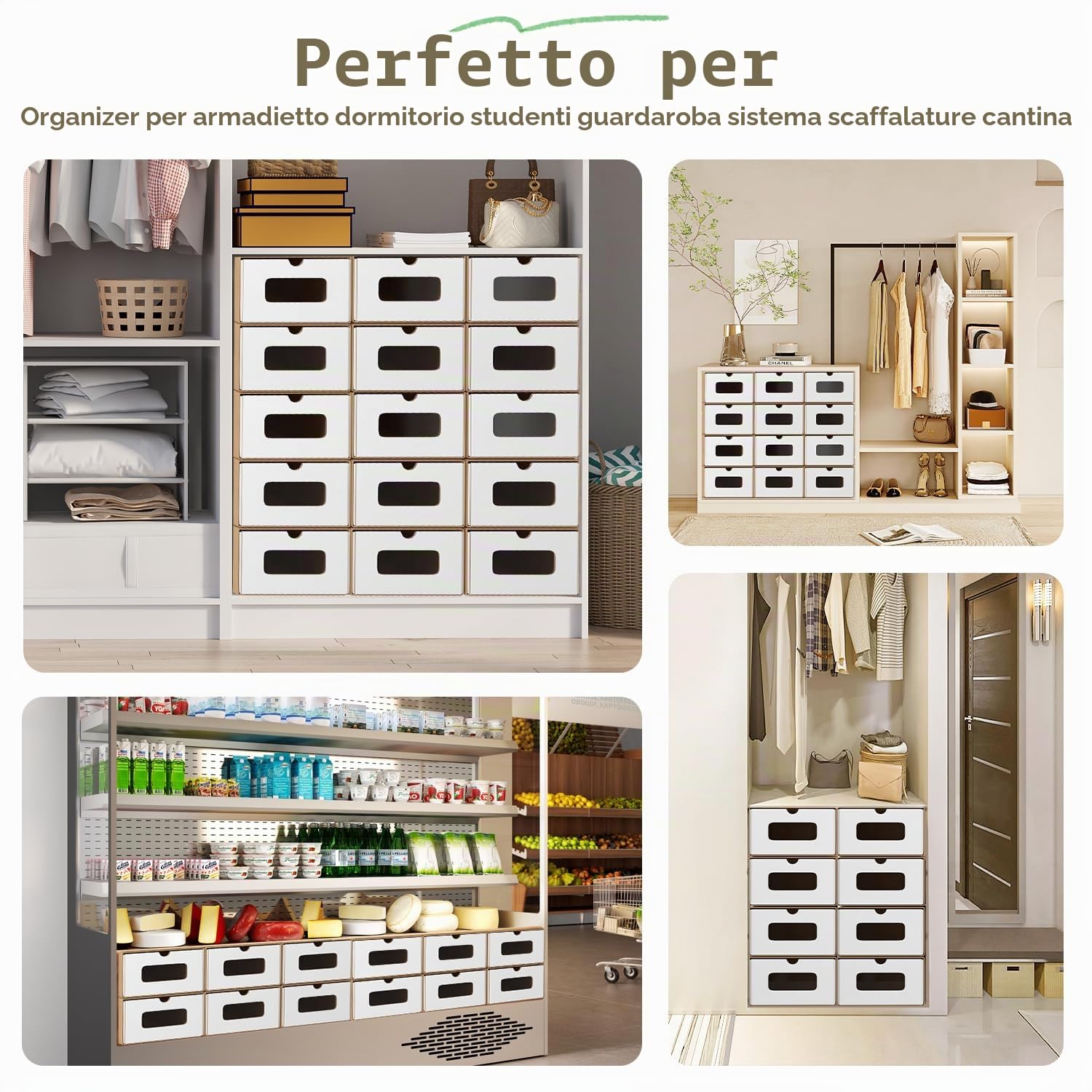 20 x portascarpe bianco/marrone con finestra – Scatola pieghevole 35 x 23 x 13,5 cm, impilabile, scatola per scarpe, cassetto, scatola multiuso in cartone kraft fino a 45