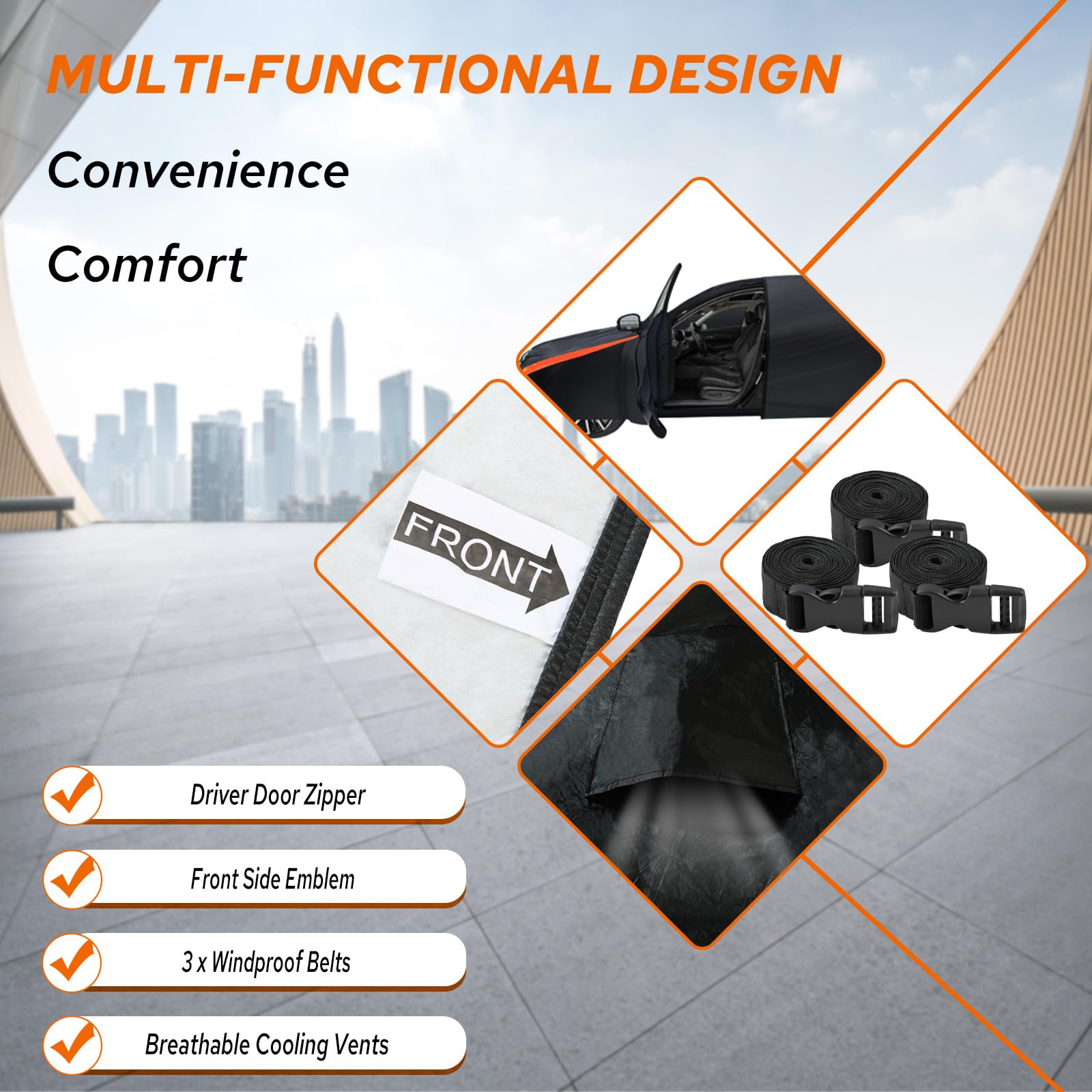 YoYolaur 10-Layer for Dodge Challenger Car Cover Waterproof All Weather for Automobiles Outdoor Full Exterior Covers Soft Cotton — view 4