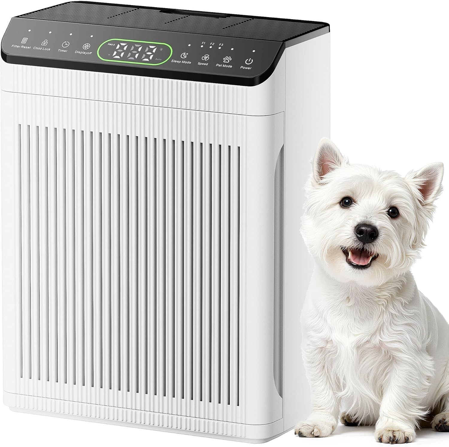 Air Purifiers for Home Large Room, Air Purifier up to 2200sq.ft, PM2.5 Air Quality Display, Sleep Mode with Fragrance for Smoke Dust Odors, ET066, Ivory, 1Pack+3Modes