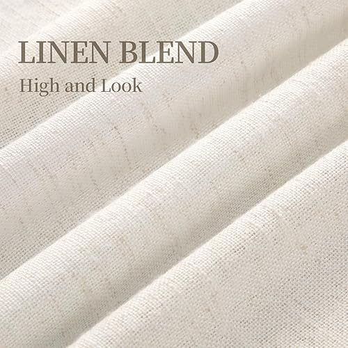 Miniatura 2 de Cortinas opacas plisadas de lino con textura, cortinas rústicas para sala de estar, dormitorio, cortinas térmicas para oscurecer la habitación,