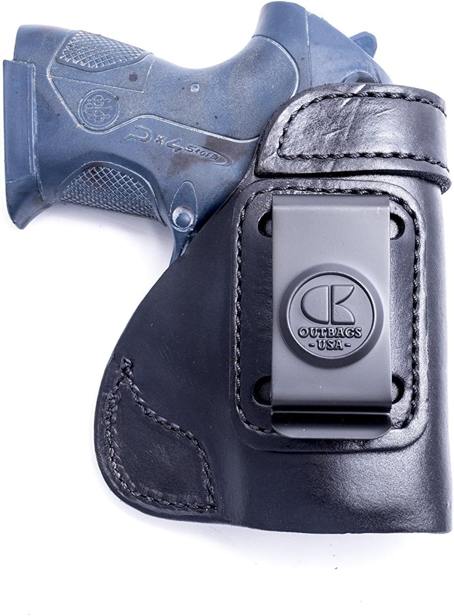 OUTBAGS USA LS6PX4C (Black-Right) Full Grain Heavy Leather IWB Conceal Carry Gun Holster for Beretta PX4 Storm Sub-Compact 9mm and .40 S&W. Handcrafted in USA.