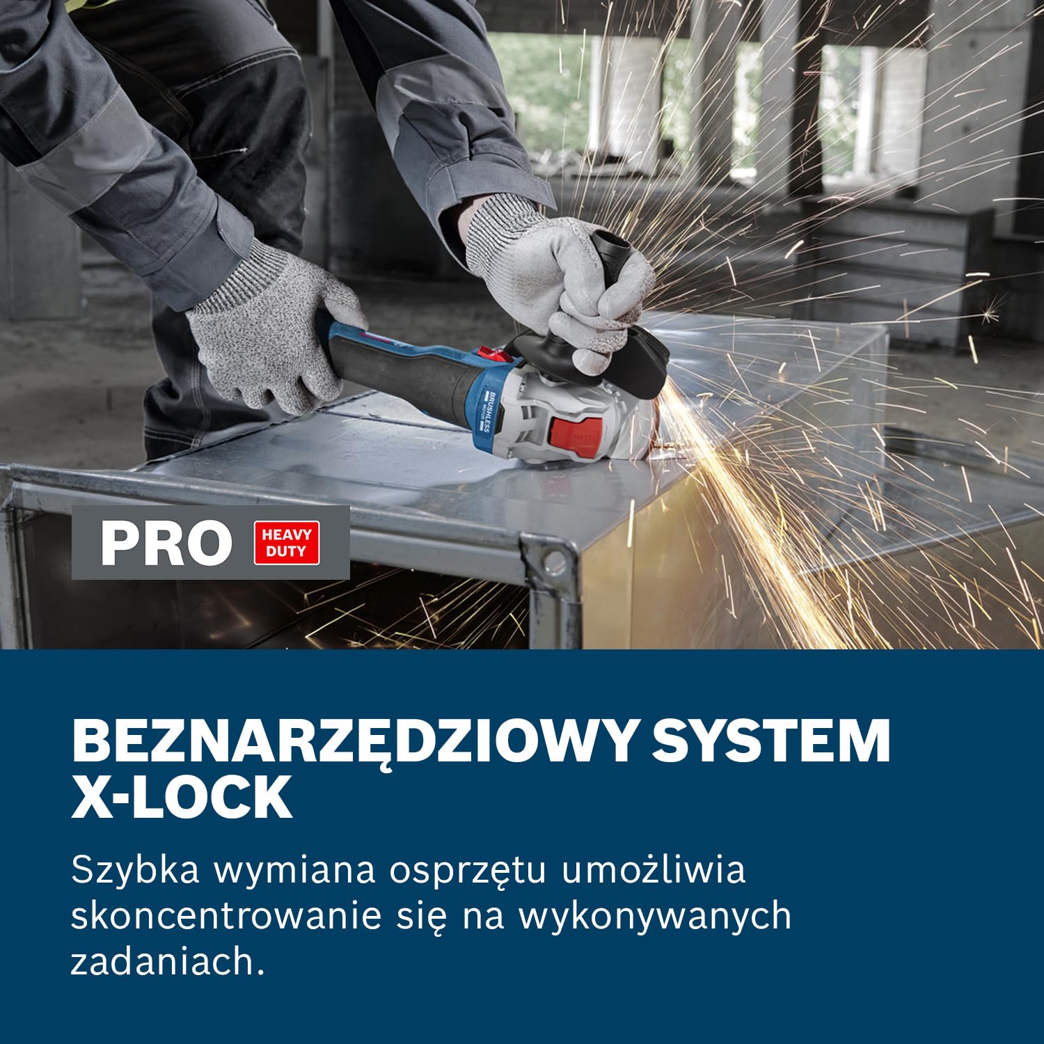 Bosch Professional 18V System Akumulatorowa szlifierka kątowa GWX 18V-8 z systemem X-LOCK (rękojeść dodatkowa, pokrywa ochronna, walizka L-BOXX 136)