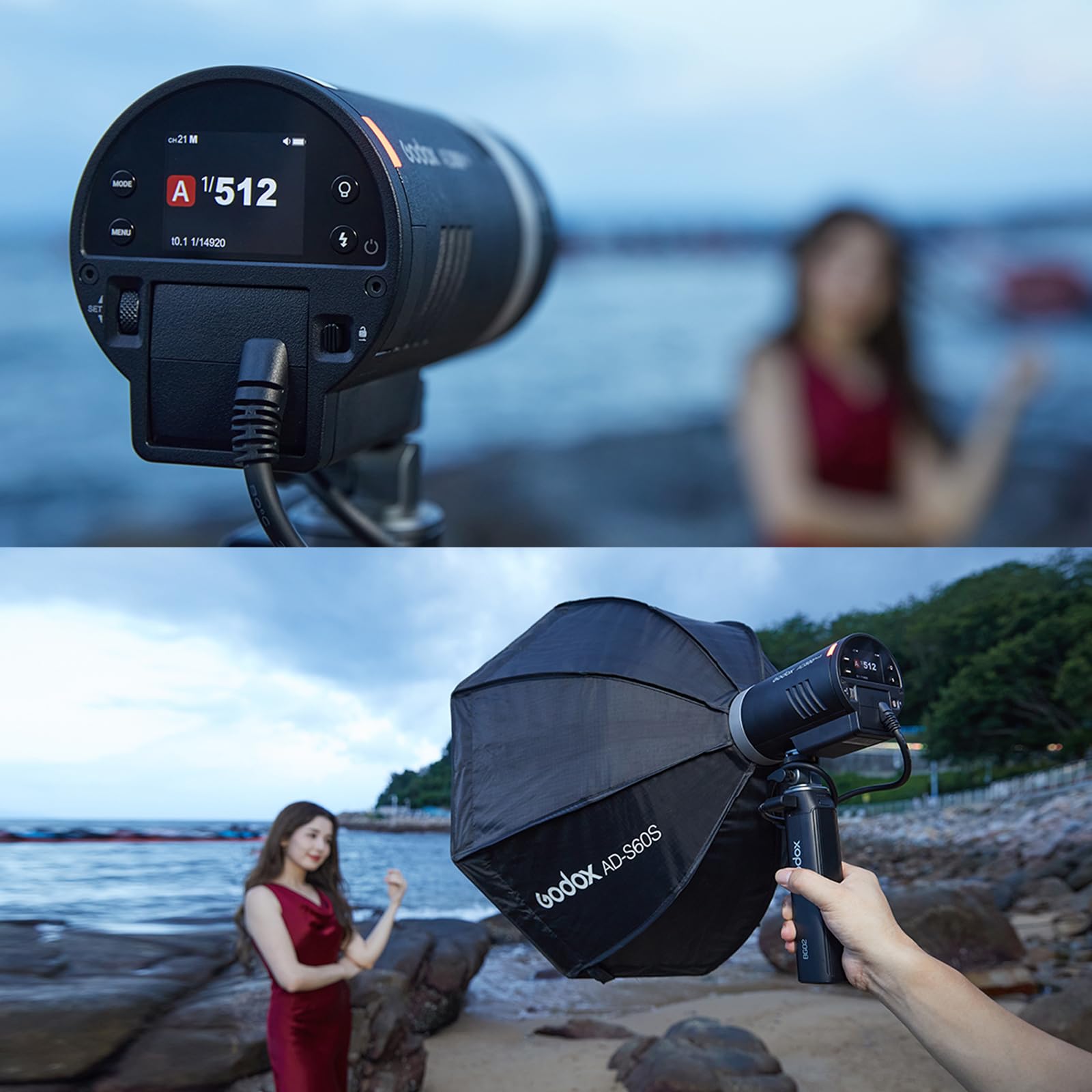 Godox AD300 Pro AD300Pro Outdoor Studio Strobe Flash, 300 W TTL HSS 1/8000s, recykling 0,01-1,5 s, 320 błysków pełnej mocy, lampa modelująca 12 W do Canon Sony Nikon Fuji Olympus Panasonic
