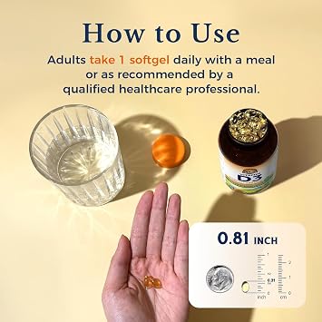 Vitalitown Vitamin D3 125 mcg (5000 IU) High Potency for Bone, Teeth, Heart and Immune Health Support, Olive Oil Based, Non-GMO and No Gluten, 90 Softgels