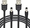 Cable de alimentación USB a DC de 22AWG, 5V-12V, USB 2.0 A macho a DC 5.5 x 2.1mm macho, 5V, con anillo magnético para LED y productos periféricos/juguetes/pequeños electrodomésticos [2 paquetes/6 pies] 3