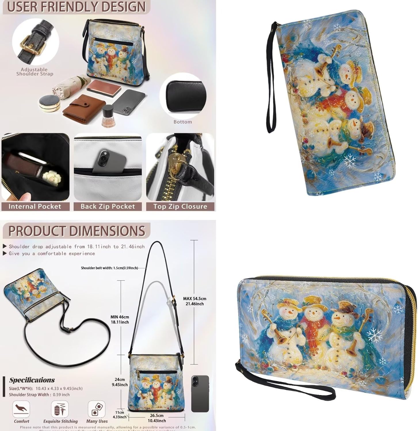 PU Leather Crossbody Bag & Wallet Set for Women, Spacious Satchel Hobo Purse for Travel, Work & Casual Outings
