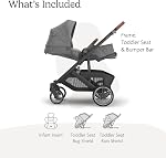 UPPAbaby Cruz V3 Poussette - dès la naissance + Siège auto compatible - Siège complètement réversible - Insert pour bébés, Bougies et Boucliers de pluie inclus - Greyson (Charbon Mélange/Cadre de carbone/Châtain)