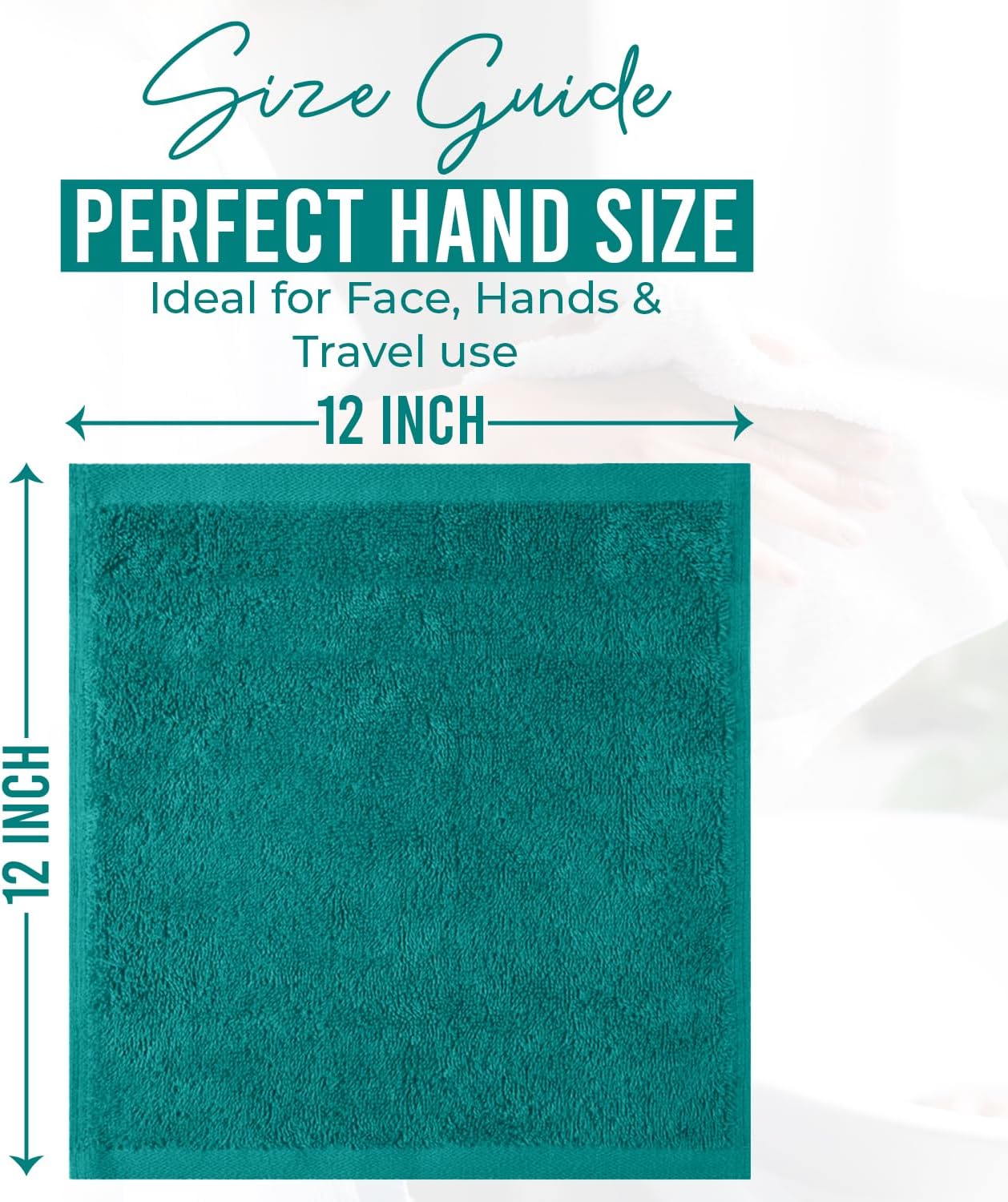 DAN RIVER 12 Pack Wash Cloths for Showering [12x12] - 100% Cotton Washcloths Premium Quality Flannel Face Cloths for Bathroom, Highly Absorbent and Soft Feel Wash Clothes, Teal - Image 2