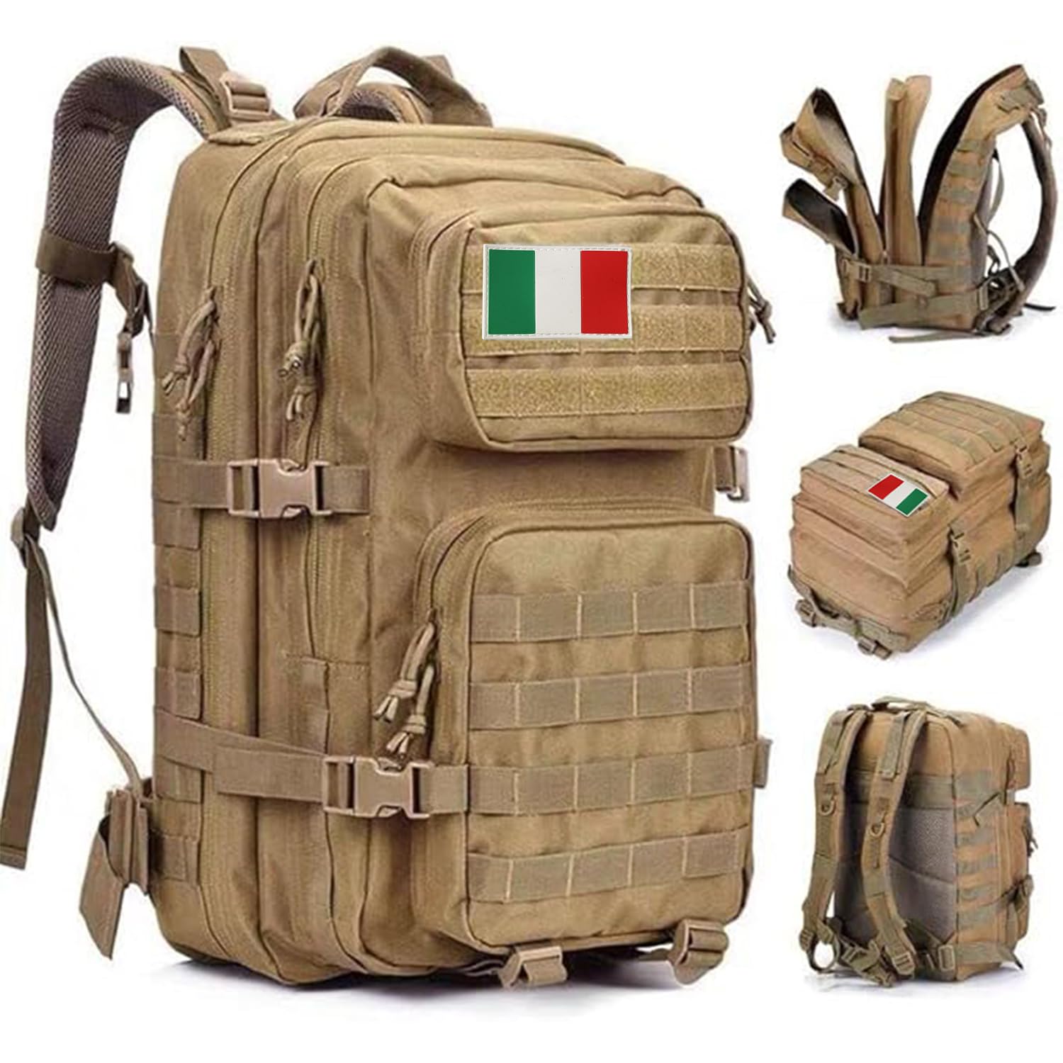 Oreunik Zaino Militare Tattico 45L, Impermeabile Zaino Grande Zaino Viaggio Molle Zaino di Assalto Zaino Scuola Uomo Donna per All'aperto Trekking, Pesca, Palestra,Campeggio, Montagna