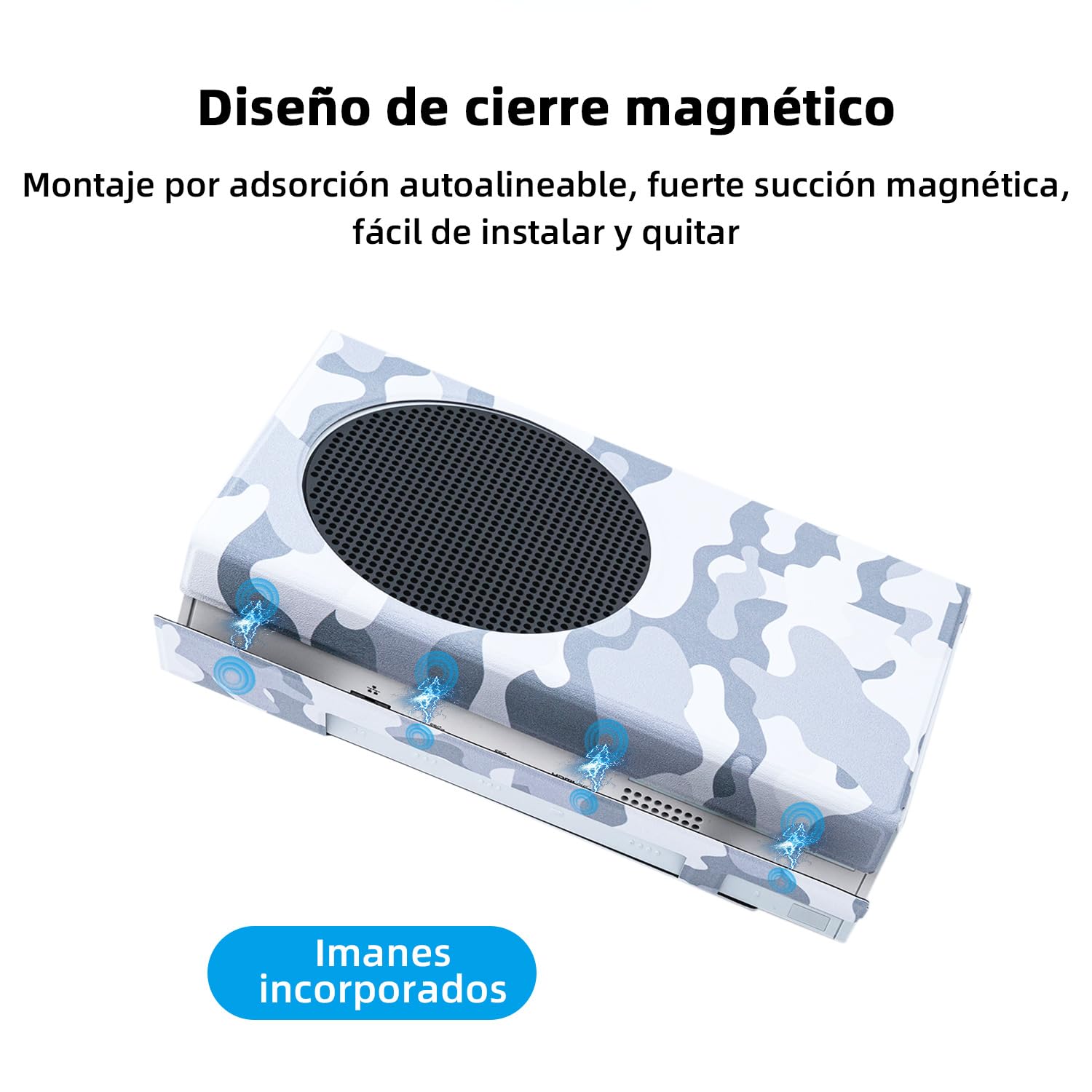 Mcbazel Smart Wraps Funda Protectora Magnética para Consola Xbox Series S, Funda Protectora con Piel Sintética de Forro Interior Suave - Camuflaje Gris