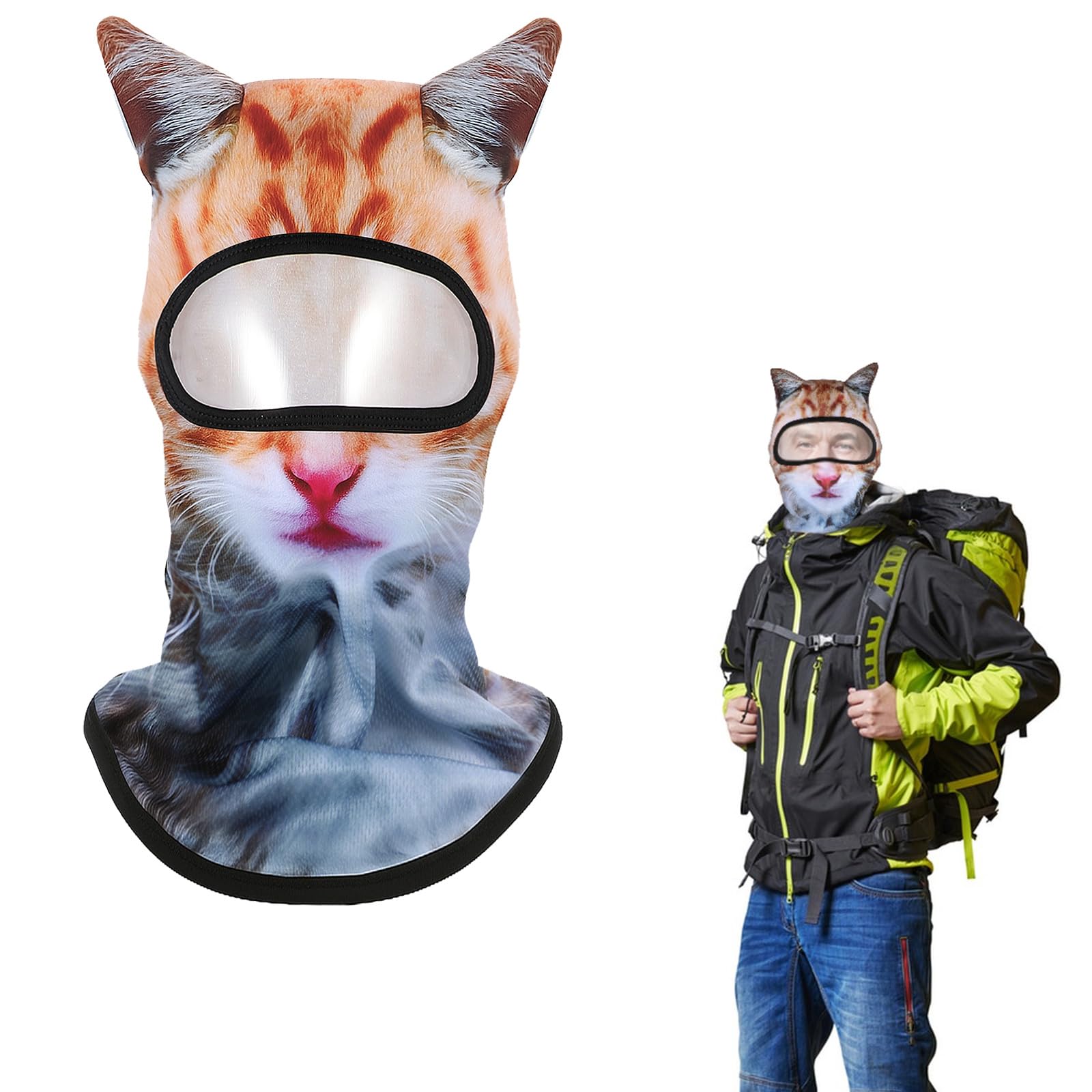 Cat Ski Balaclava 3D Sheisty Face Mask with Ears Cute Windproof Animal Cover for Skiing Cycling Parties Music