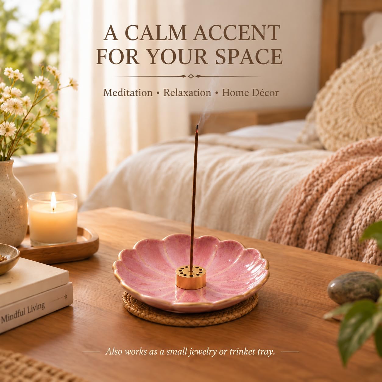 Lotus Incense Holder Ceramic Incense Burner Ash Catcher for Sage Palo Santo