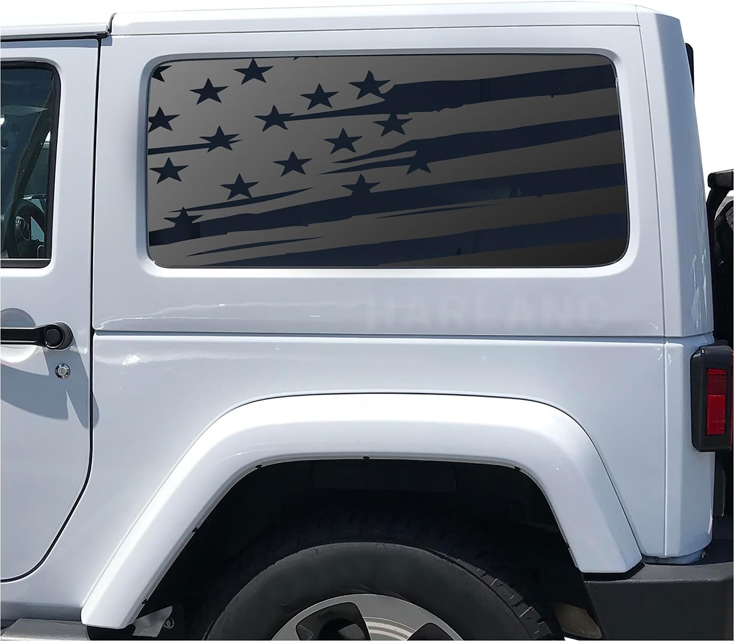 Distressed USA Flag Decals For 2007-2026 Jeep Wrangler 2 Door only - Hardtop Windows - Custom Design XR1-JL2.A