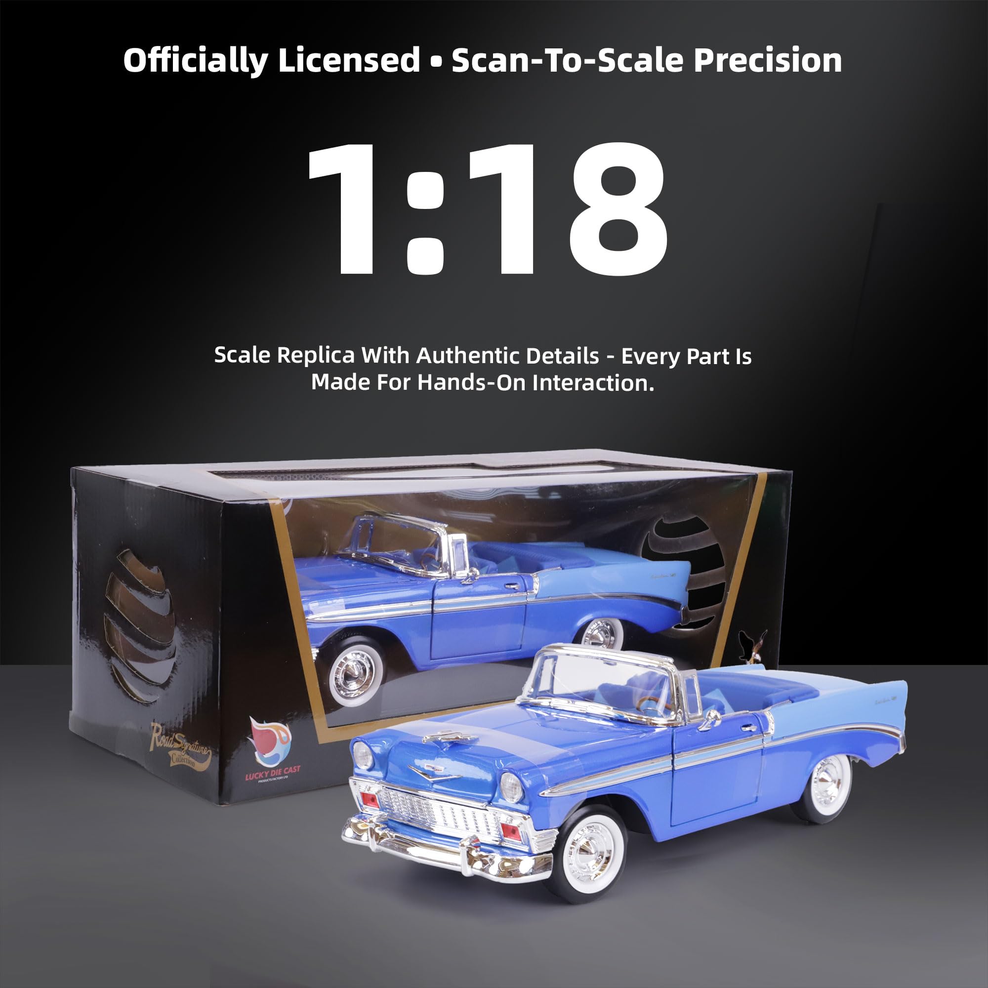 LUCKY DIE CAST 1956 Chevrolet Bel Air 1/18 Scale Die-Cast Metal
