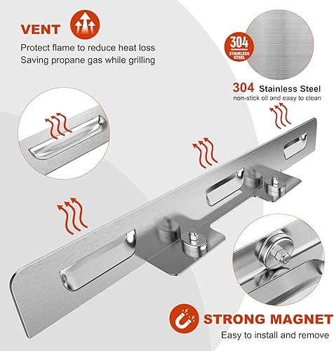 Miniatura 5 de Demao Protector de viento para plancha Blackstone de 36 pulgadas, pantallas magnéticas de viento de acero inoxidable para plancha Blackstone