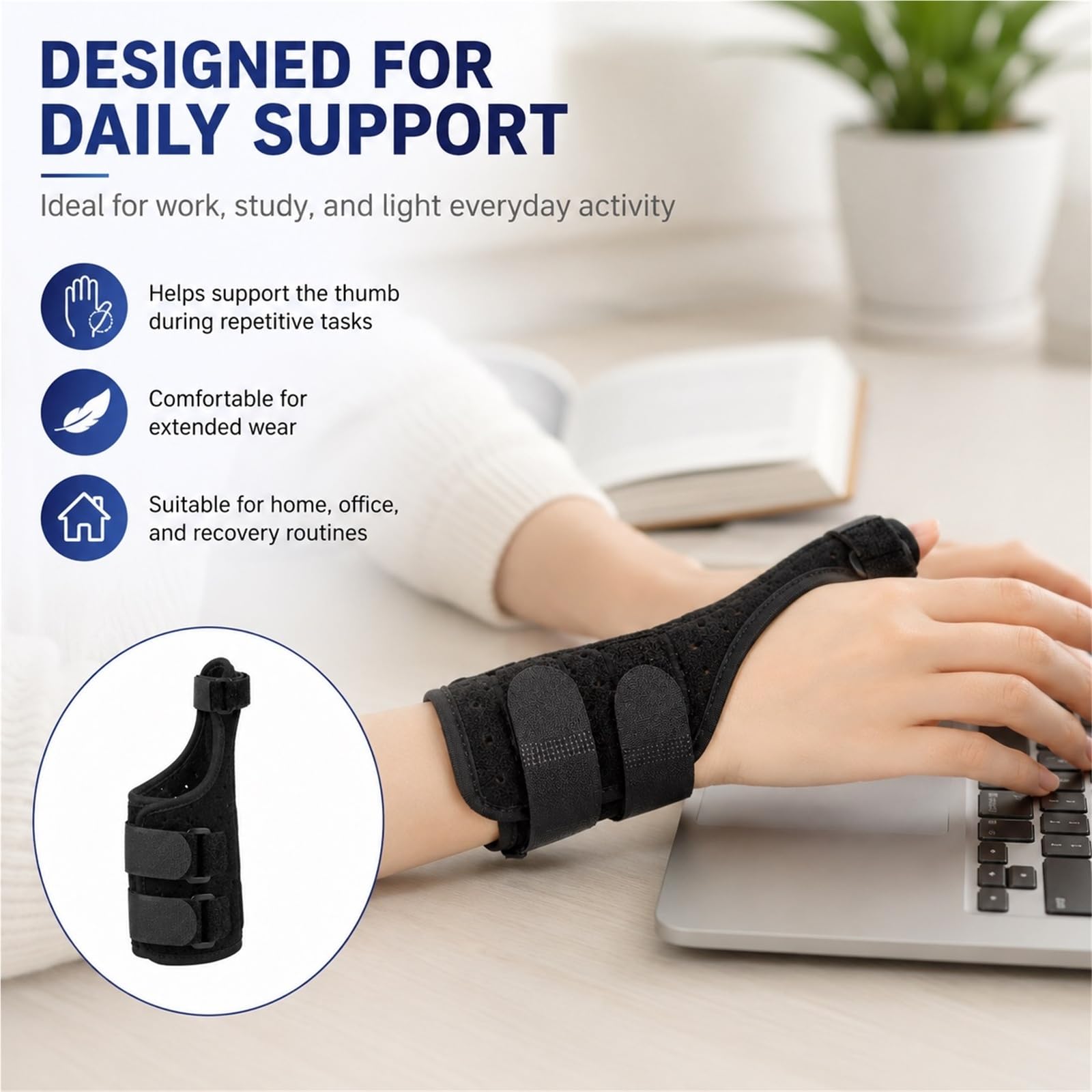 Stabilizator Kciuka Szyna na Kciuk Orteza Nadgarstka Regulowana na Lewą i Prawą Rękę Ulga w Bólu Zapalenie Ścięgien Artretyzm Skręcenia Oddychający Neopren Wsparcie