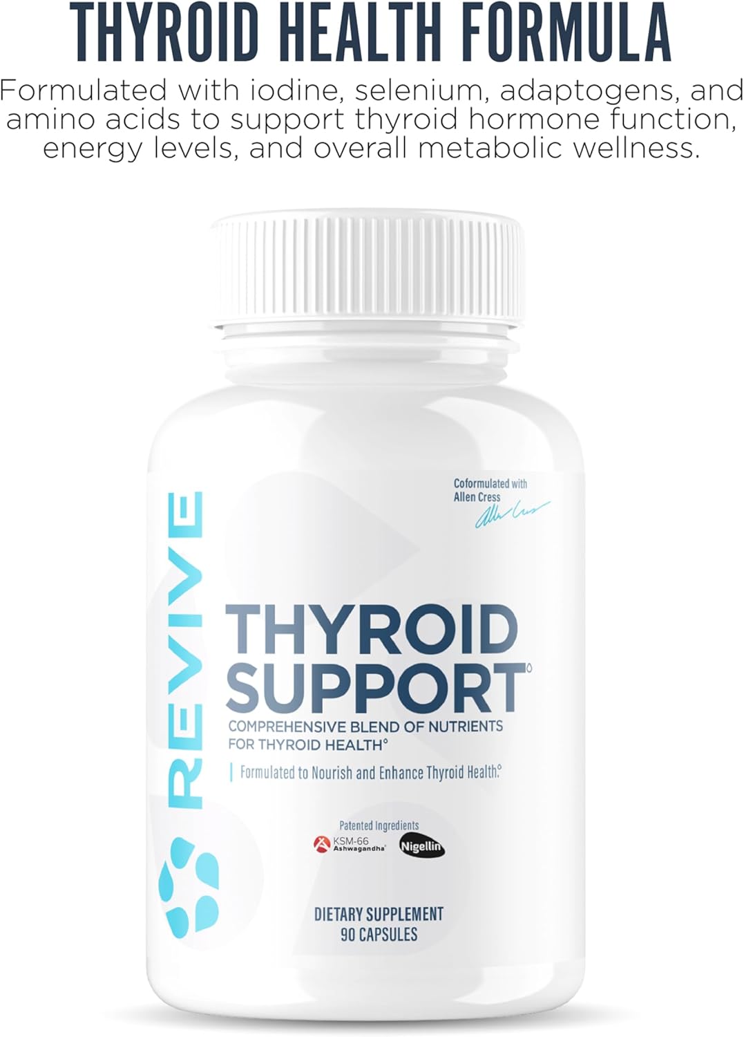 Revive MD Thyroid Support Supplement for Men & Women - Comprehensive Blend of Nutritents Supports Healthy Thyroid Function with Essential Vitamin, Minerals & Herbs (90 Capsules, 30 Servings) - Image 2