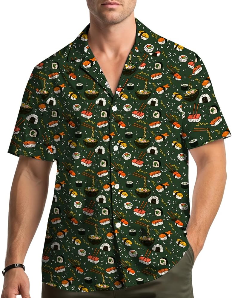Tropical Tractor Hawaiian Shirt for Men Women, Tractor Printed Shirt Button Down Short Sleeve, Farm Workwear Gift