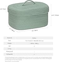 Vista 40 de Sea Team Round Cotton Rope Storage Basket with Lid, Lidded Woven Storage Bin, Nursery Storage Container, Diaper Caddy, Baby Shower Basket, Box, Cream